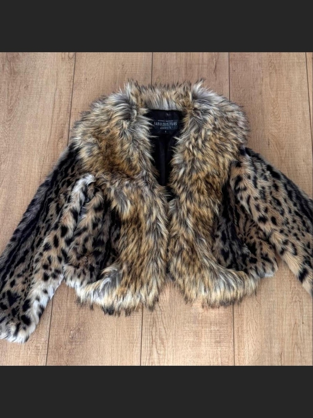 Fabulous Furs Faux Fur Cropped Jacket in Brown, Tan and Black